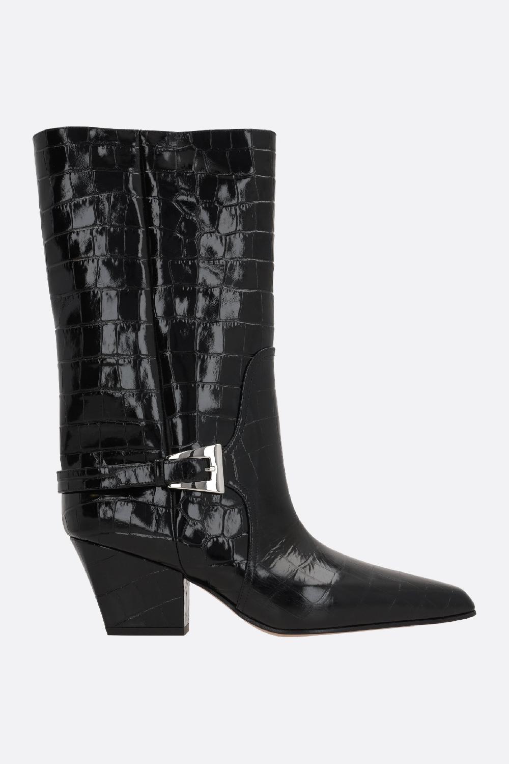 PARIS TEXAS stivaletto Jane Buckle in pelle stampa coccodrillo