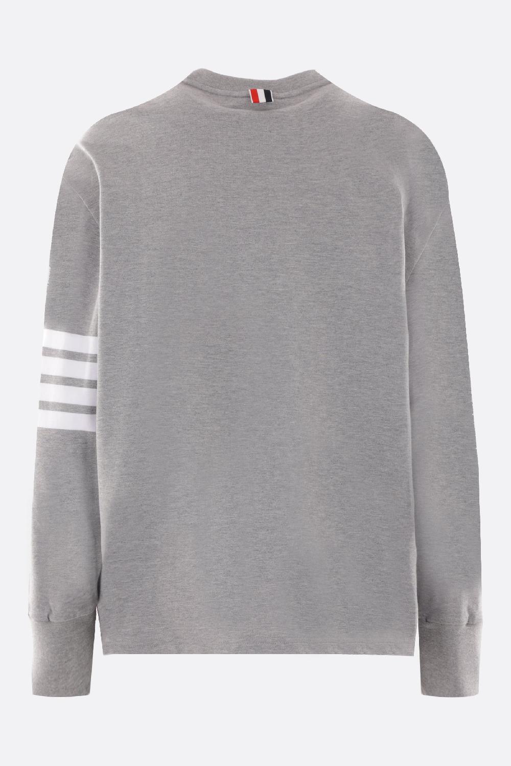 THOM BROWNE T-shirt A Maniche Lunghe In Cotone Con Dettaglio 4-bar