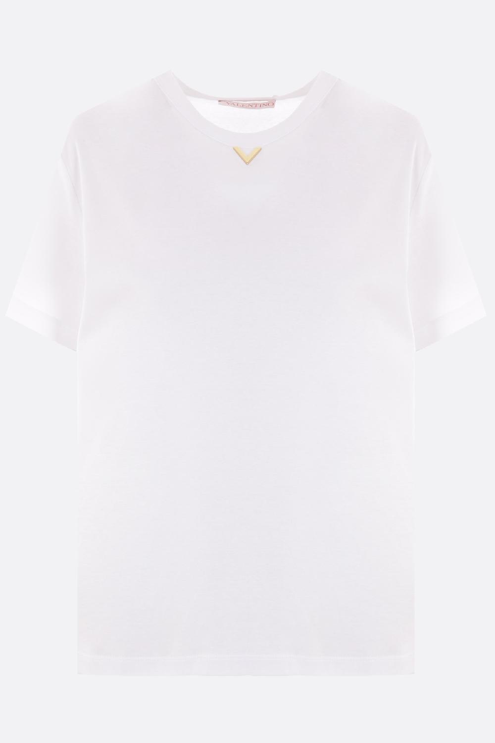 VALENTINO GARAVANI t-shirt in cotone con dettaglio V Gold