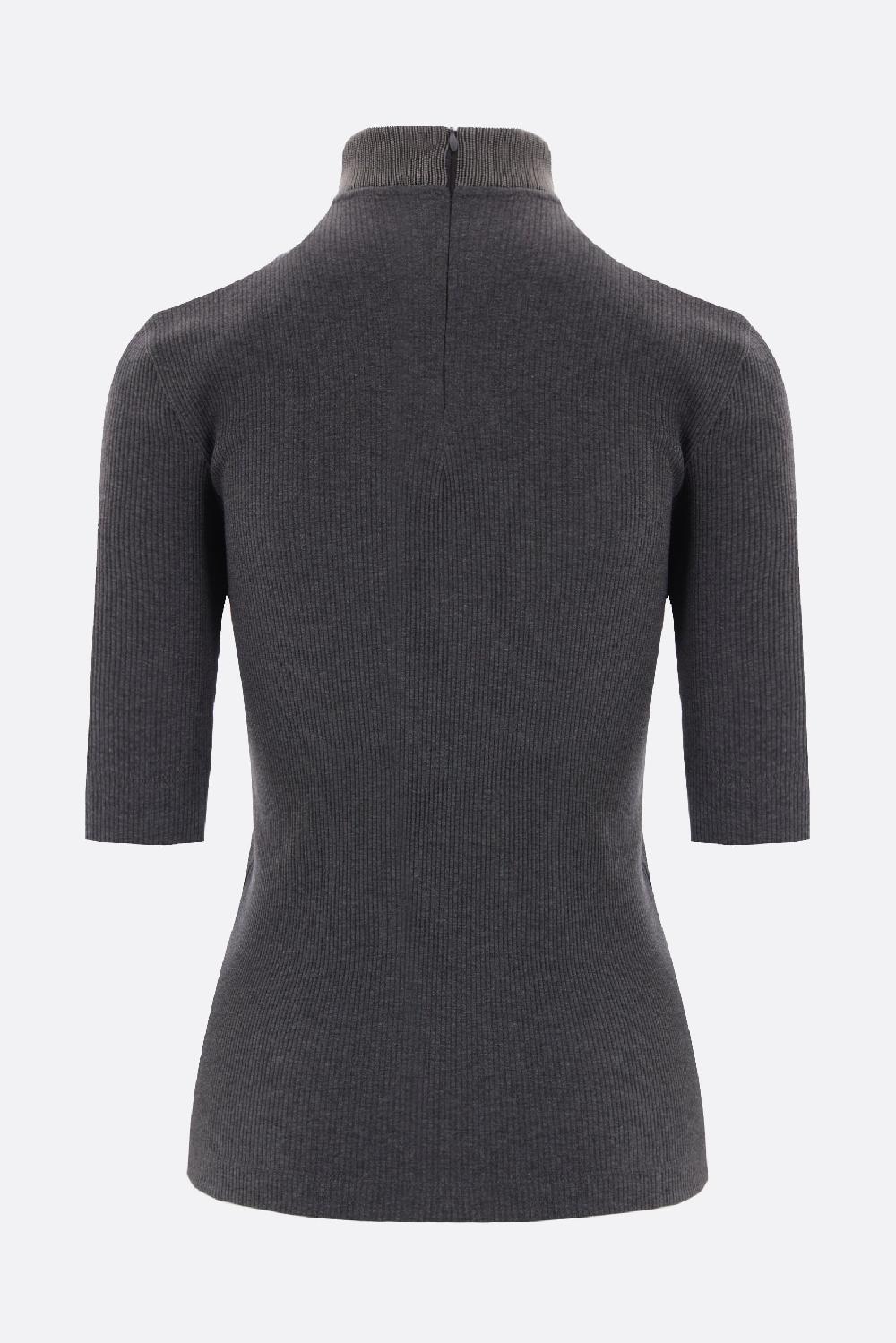 BRUNELLO CUCINELLI T-shirt In Jersey Stretch A Costine Con Precious Ribbed Collar