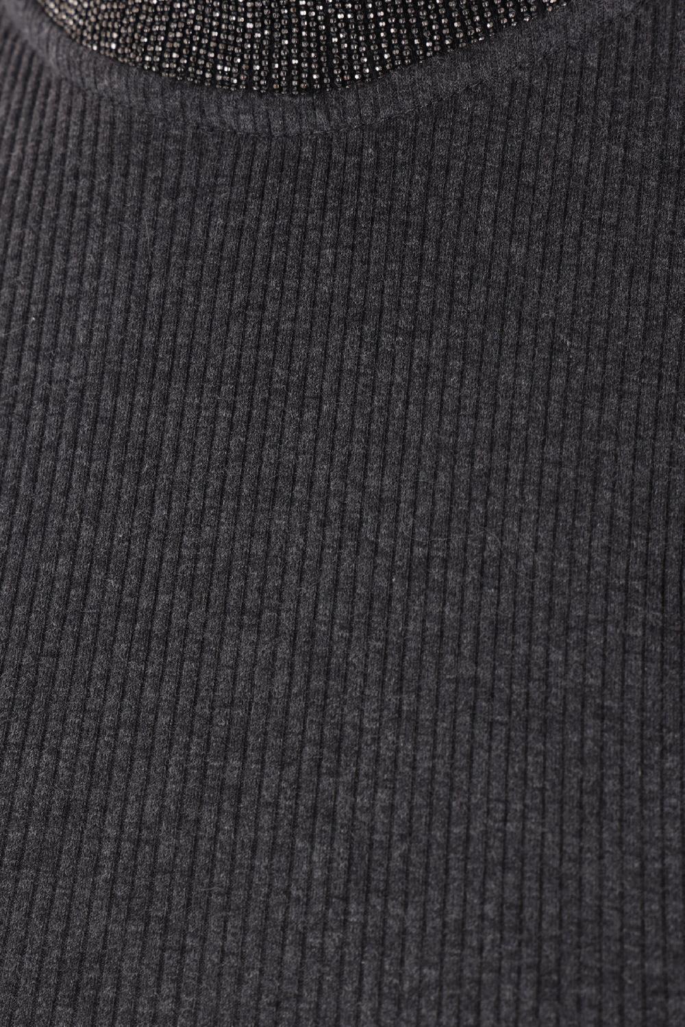 BRUNELLO CUCINELLI T-shirt In Jersey Stretch A Costine Con Precious Ribbed Collar