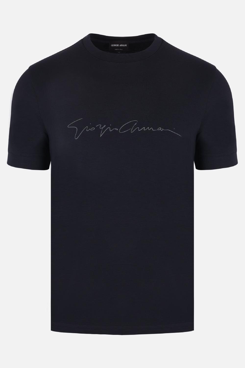 GIORGIO ARMANI t-shirt in viscosa stretch stampa logo