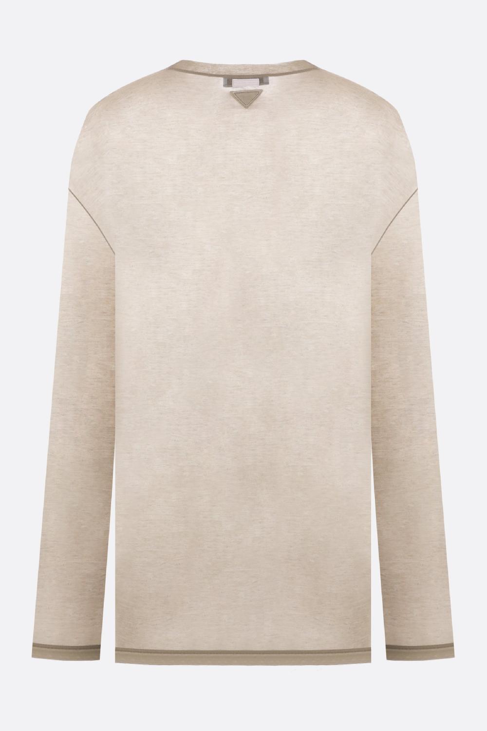 PRADA T-shirt Oversize A Maniche Lunghe In Misto Seta