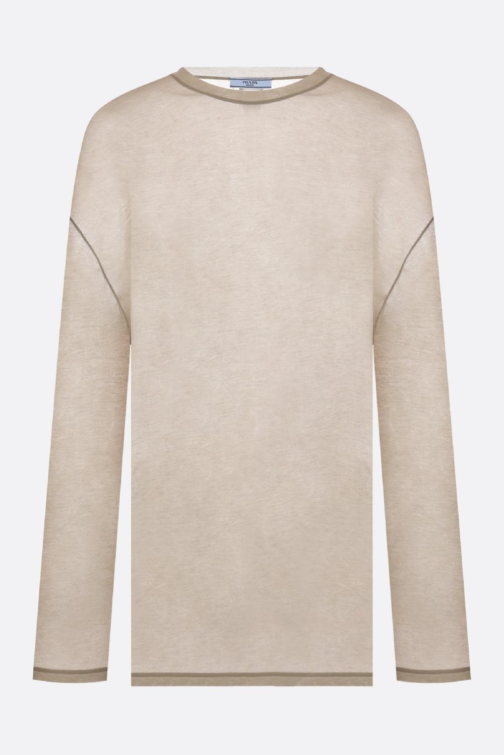 PRADA t-shirt oversize a maniche lunghe in misto seta