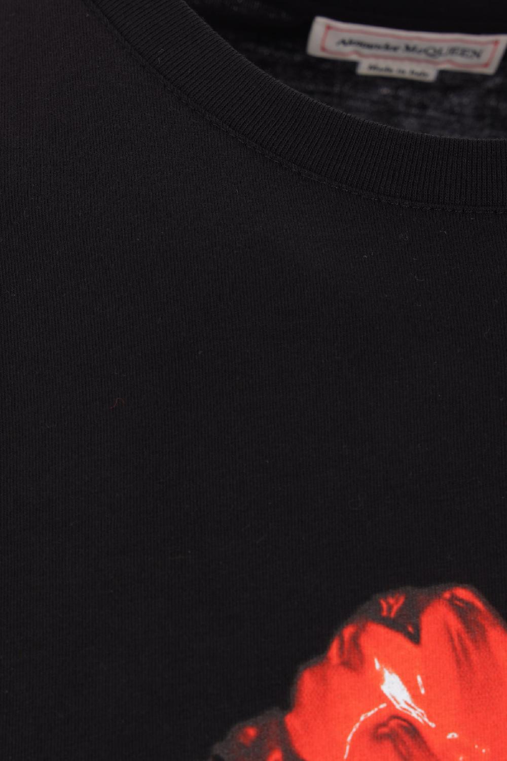 ALEXANDER McQUEEN T-shirt Wax Flower Skull In Cotone