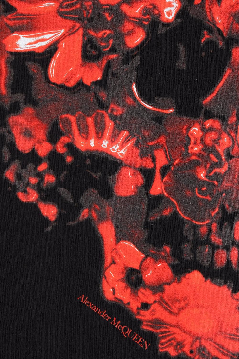 ALEXANDER McQUEEN T-shirt Wax Flower Skull In Cotone