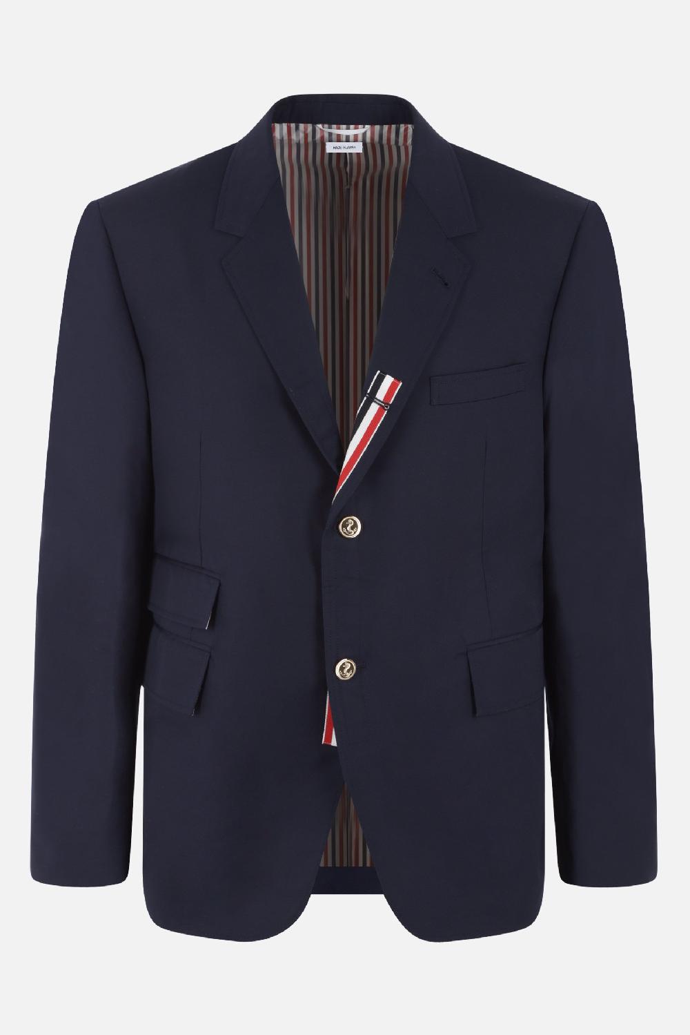 THOM BROWNE giacca monopetto in misto cotone