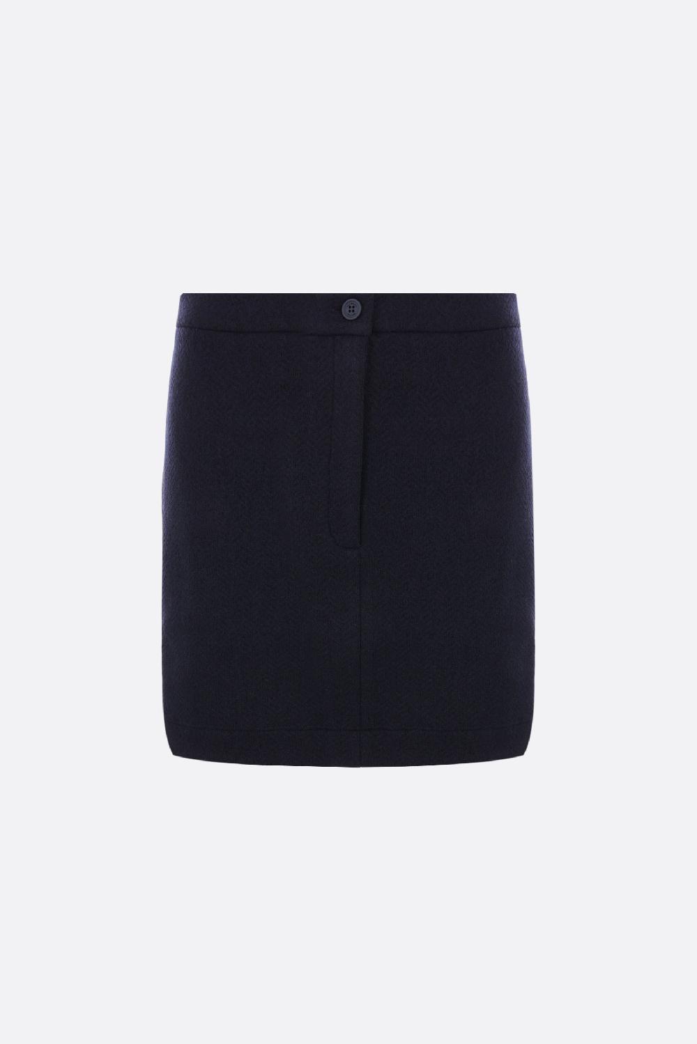 THOM BROWNE minigonna in cotone e lana herringbone