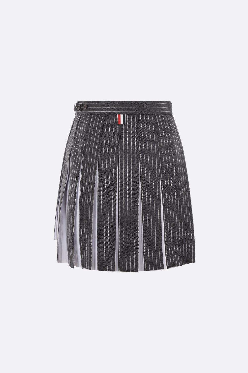 THOM BROWNE Minigonna In Lana Plissé Gessata