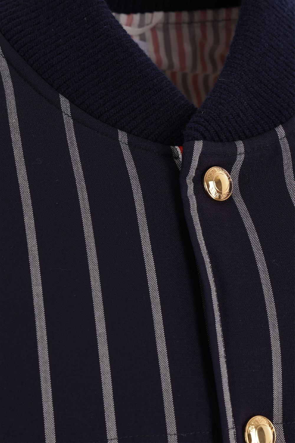 THOM BROWNE Piumino Smanicato In Lana A Righe