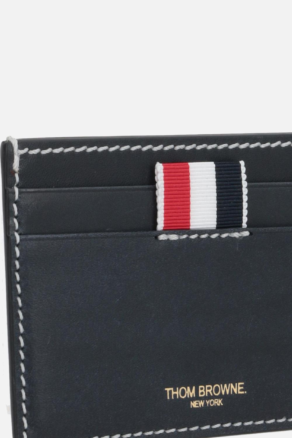 THOM BROWNE Porta Carte In Pelle Liscia