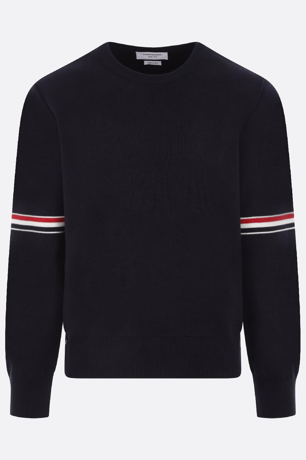 THOM BROWNE pullover in cotone intarsio tricolor
