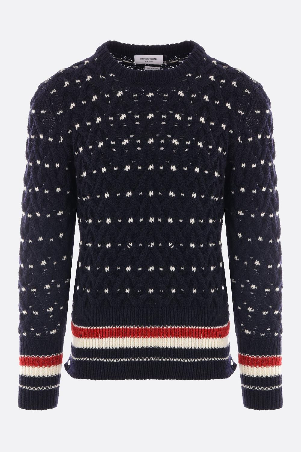 THOM BROWNE pullover in lana e mohair a trecce