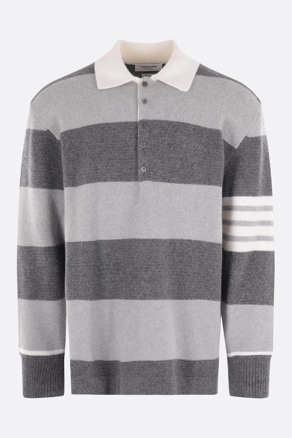THOM BROWNE pullover polo 4bar in lana