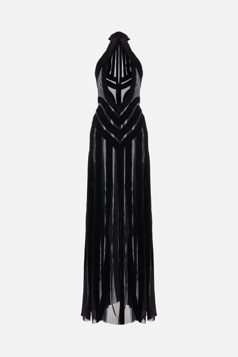 TOM FORD Abito Lungo In Tulle Stretch E Velluto