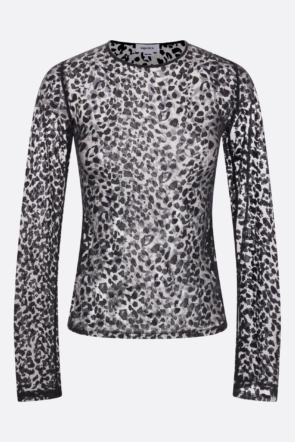 ALEXANDER McQUEEN top a maniche lunghe in jersey devoré