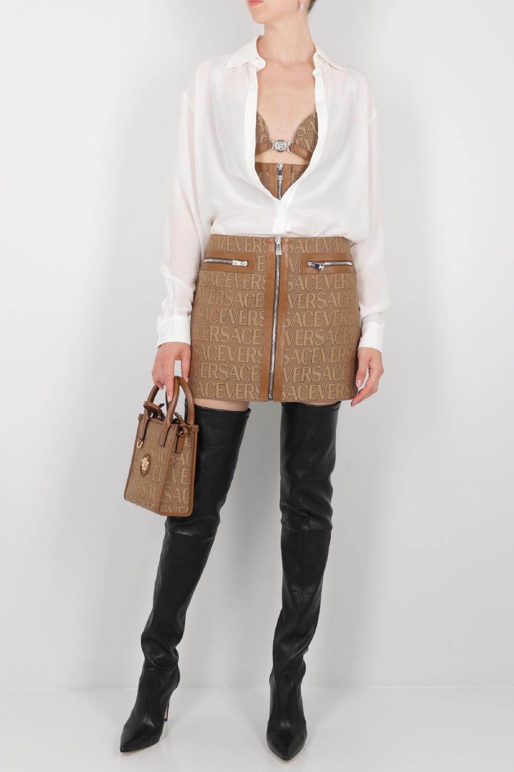 VERSACE Top Bralette In Canvas Jacquard Versace Allover