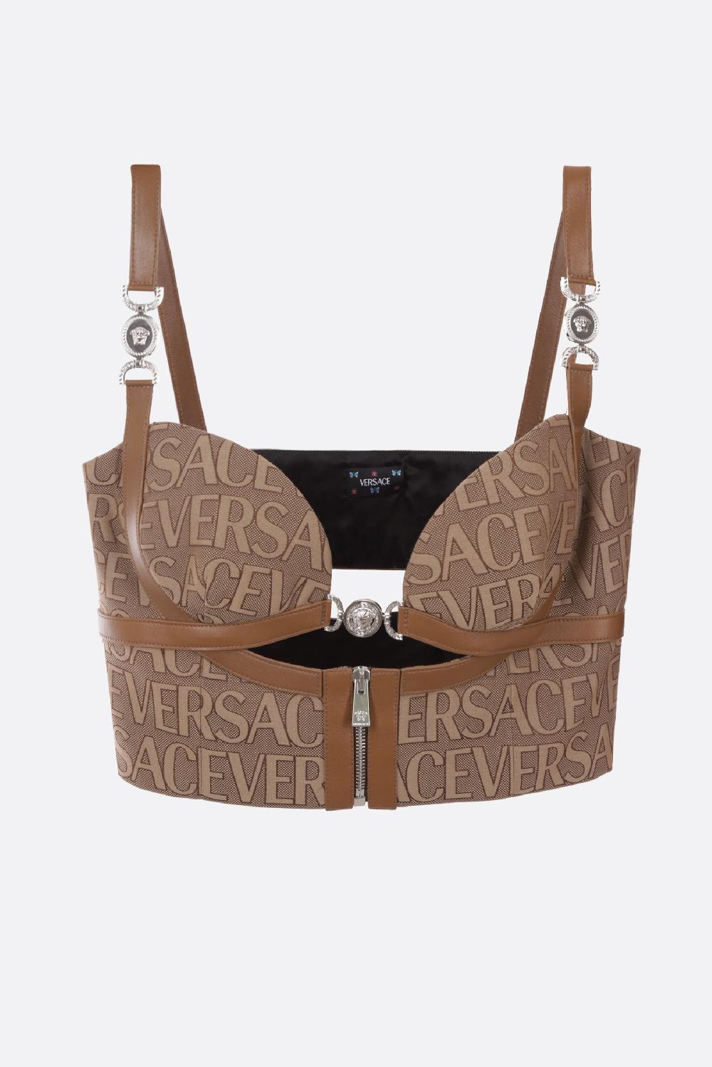 VERSACE top bralette in canvas jacquard Versace Allover
