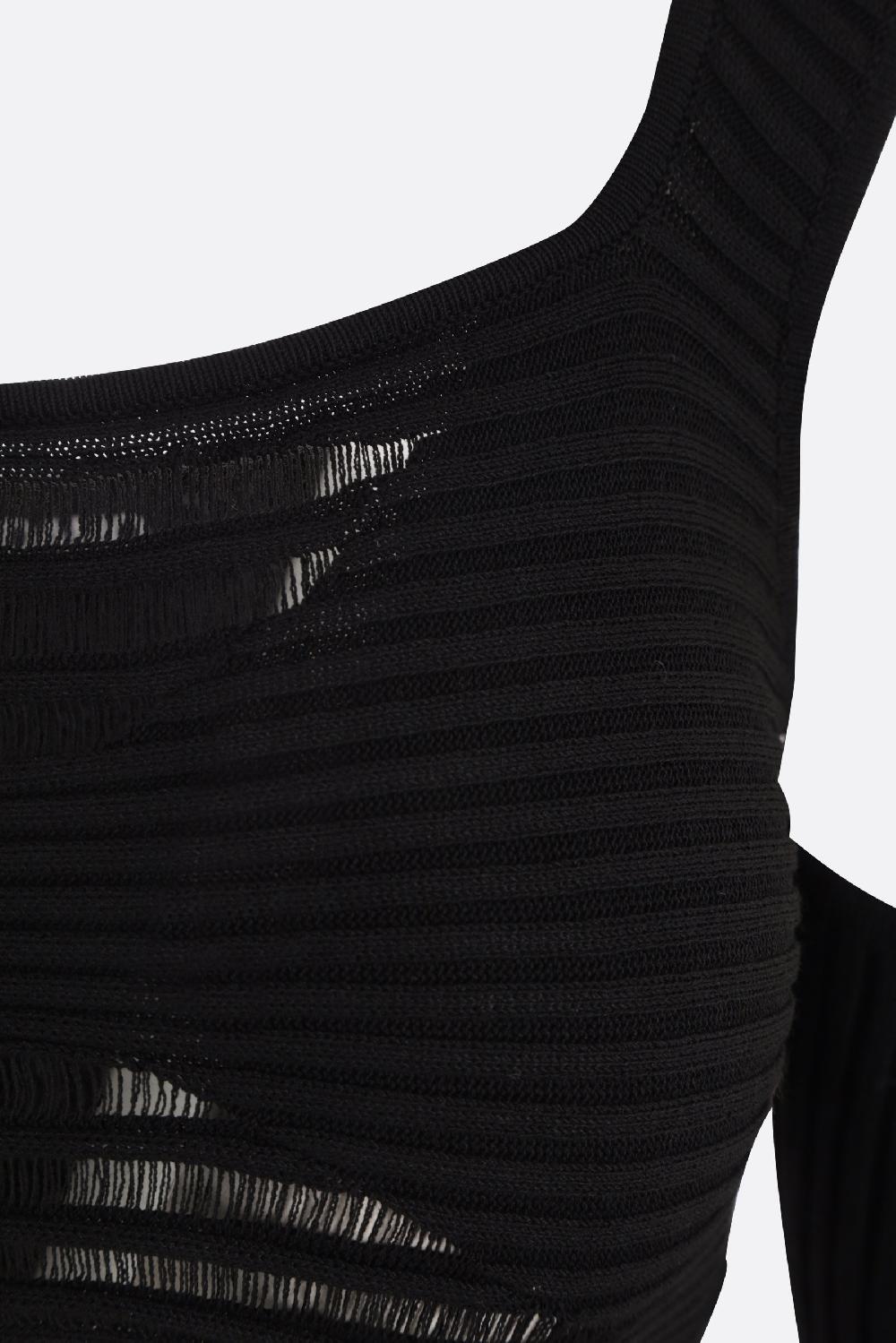 ANDREADAMO Top Cropped In Maglia A Costine Con Dettagli Sdruciti