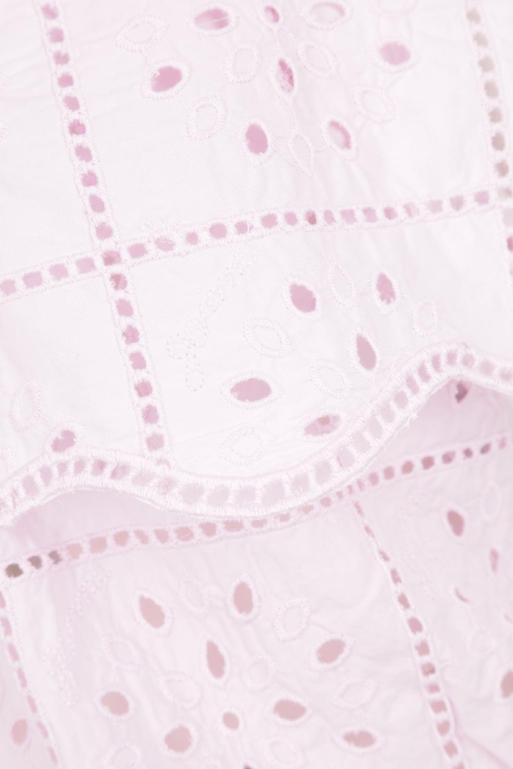 GANNI Top Cropped Smanicato In Broderie Anglaise Organico