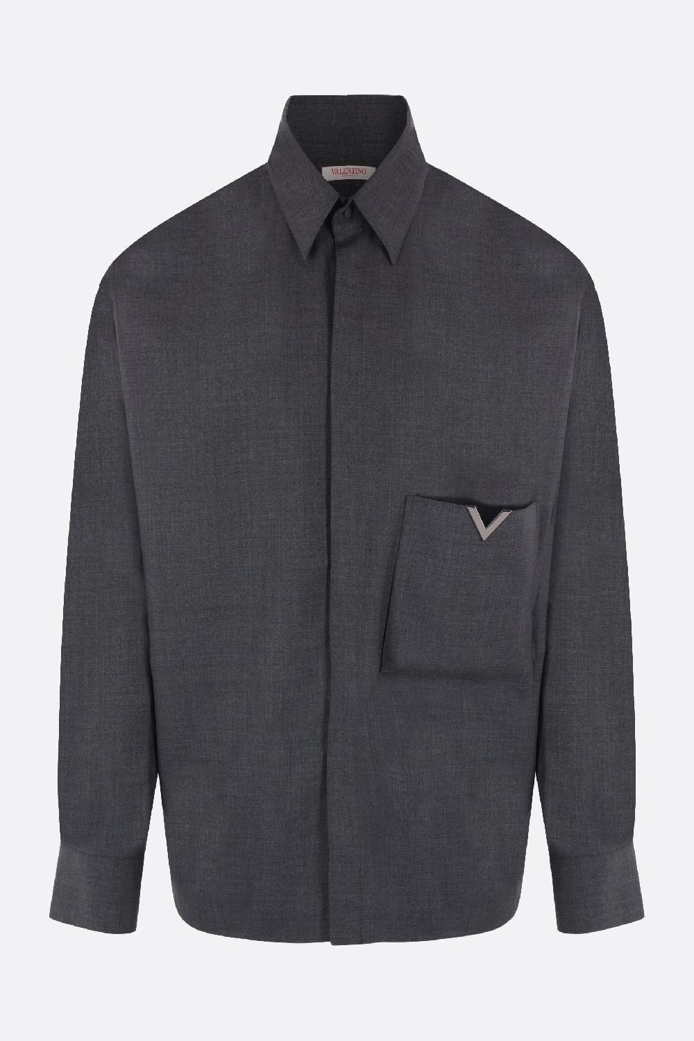 VALENTINO GARAVANI camicia in lana con V Detail