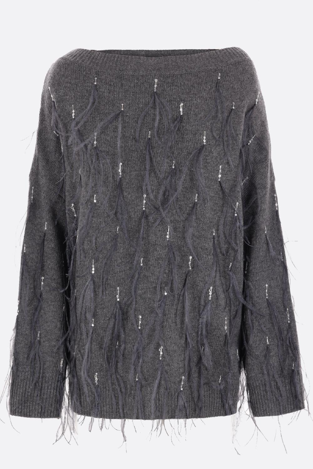 VALENTINO GARAVANI pullover in lana con piume