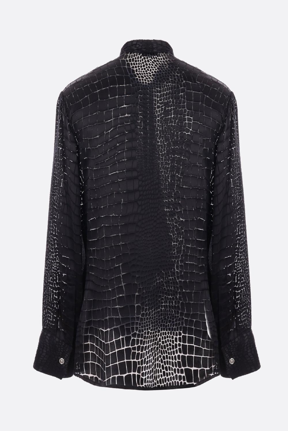 VERSACE Camicia In Misto Seta Devoré Coccodrillo