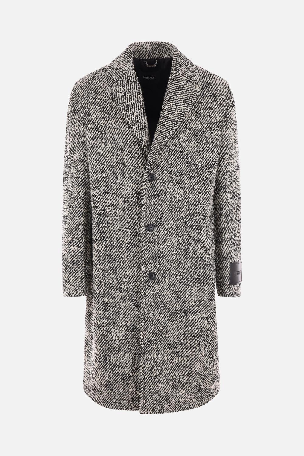 VERSACE cappotto monopetto in misto lana bouclé