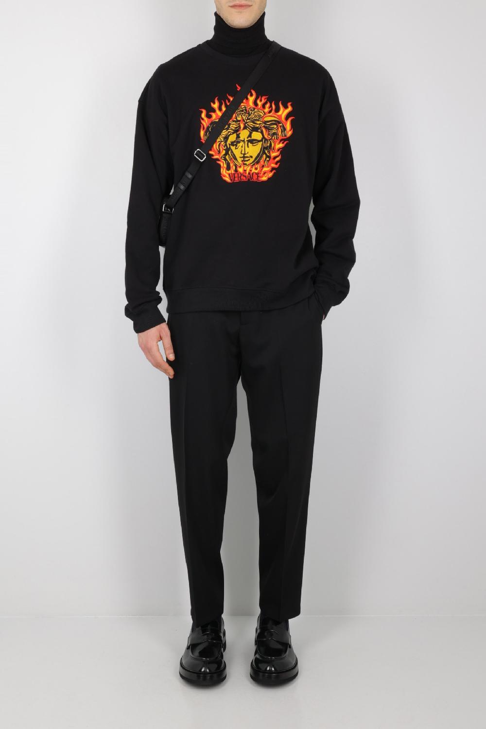 VERSACE Felpa In Jersey Ricamo Logo Medusa Flame
