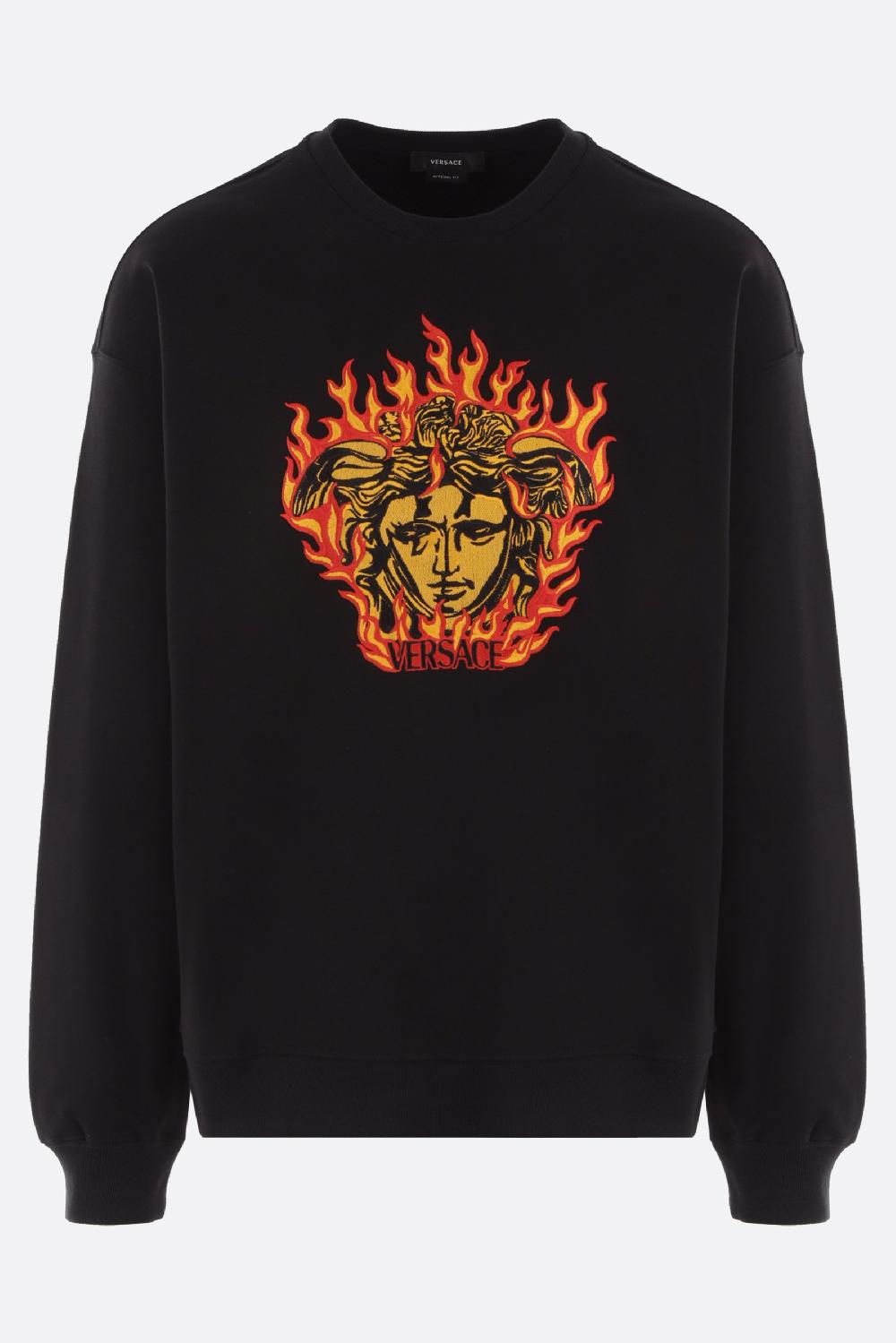 VERSACE felpa in jersey ricamo logo Medusa Flame