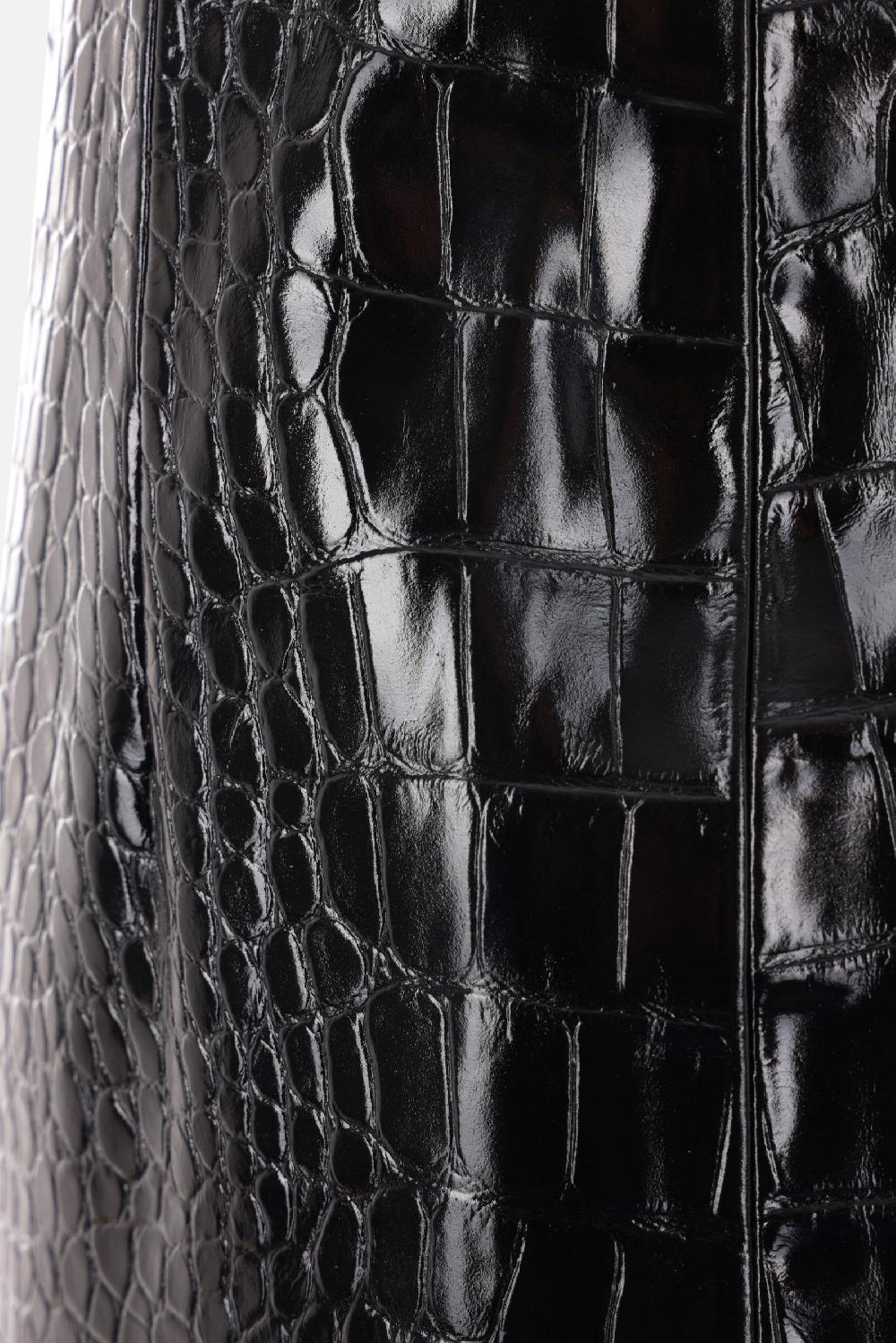 VERSACE Gonna In Pelle Lucida Effetto Coccodrillo