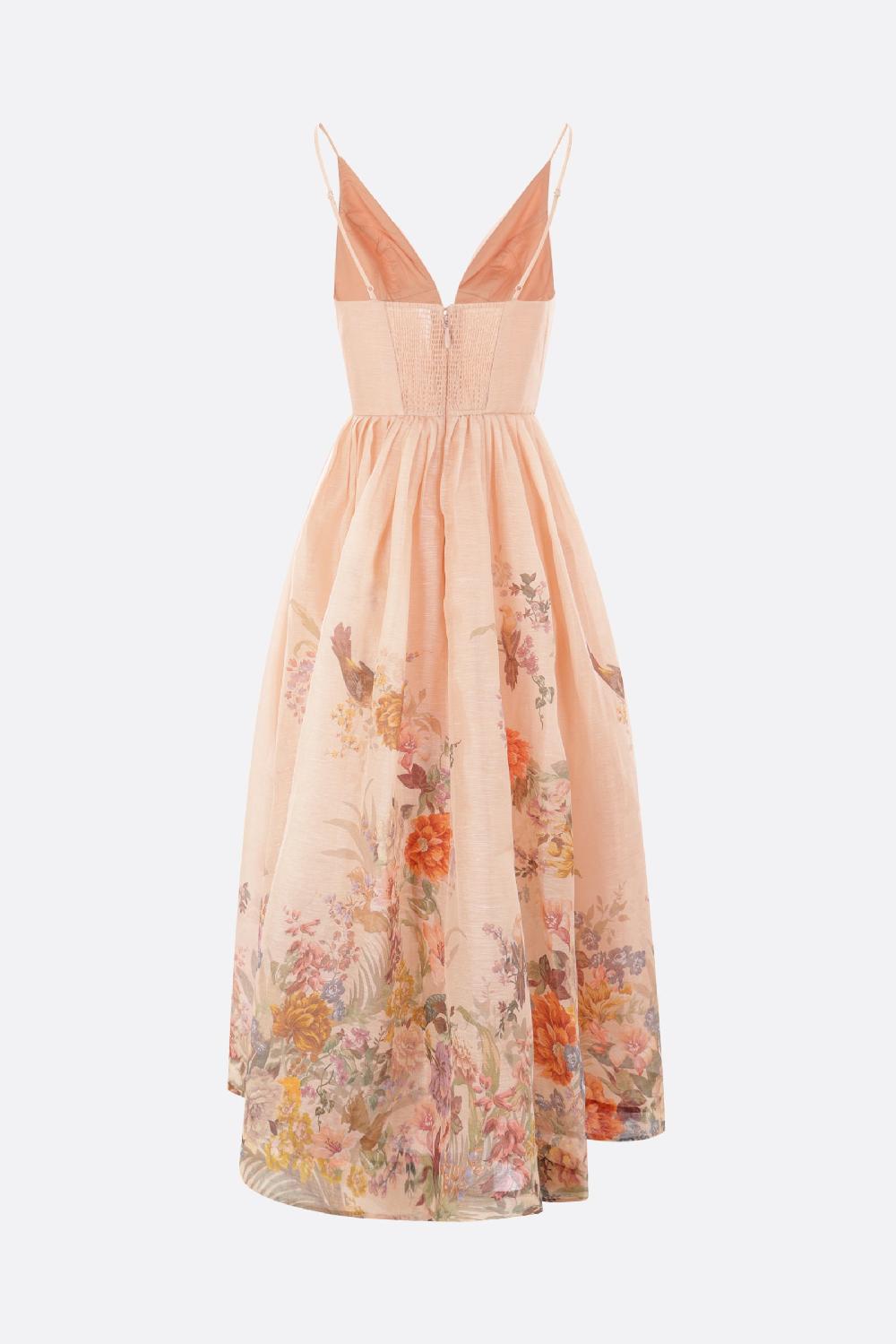 ZIMMERMANN Abito Midi Pavilion In Lino E Seta