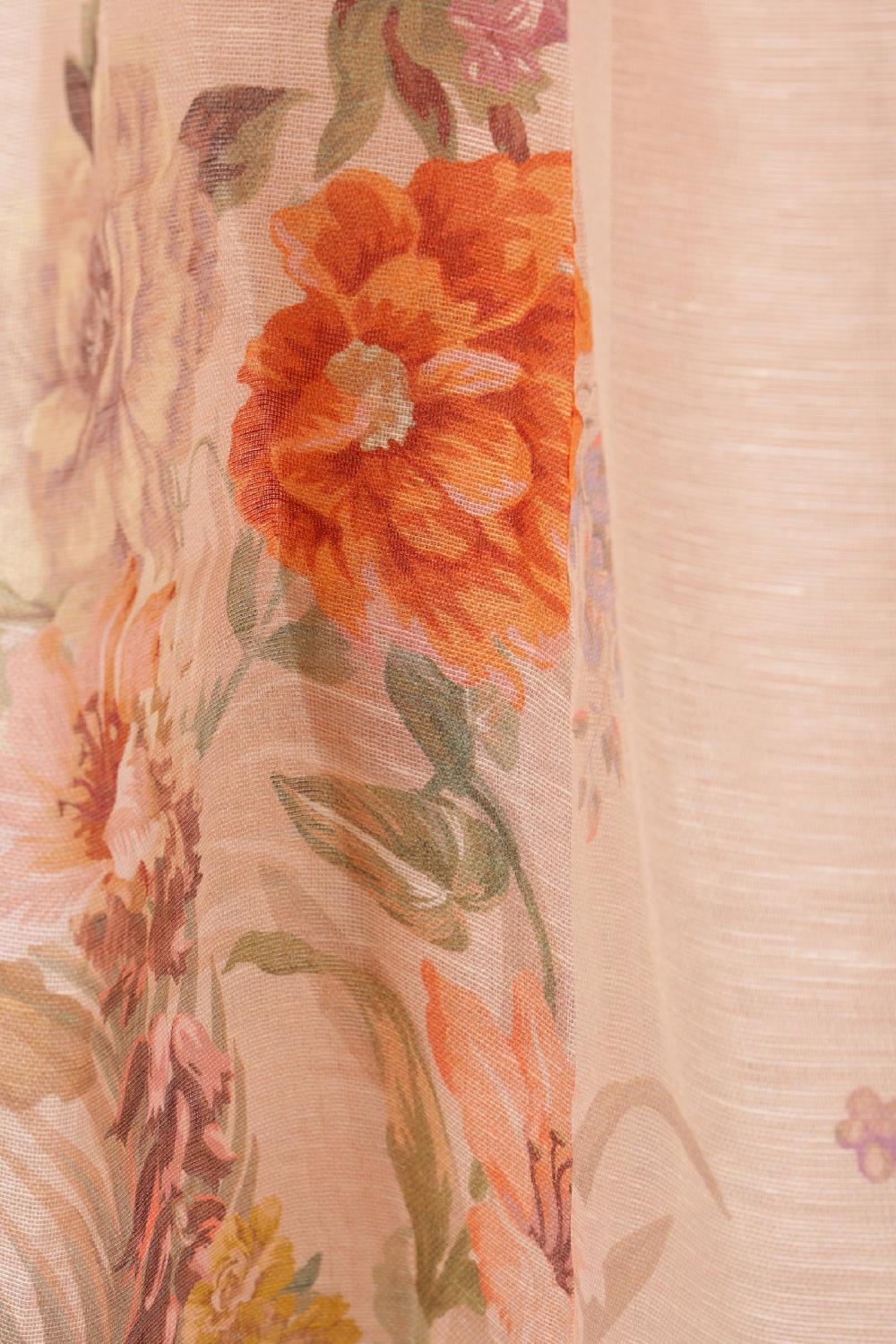 ZIMMERMANN Abito Midi Pavilion In Lino E Seta