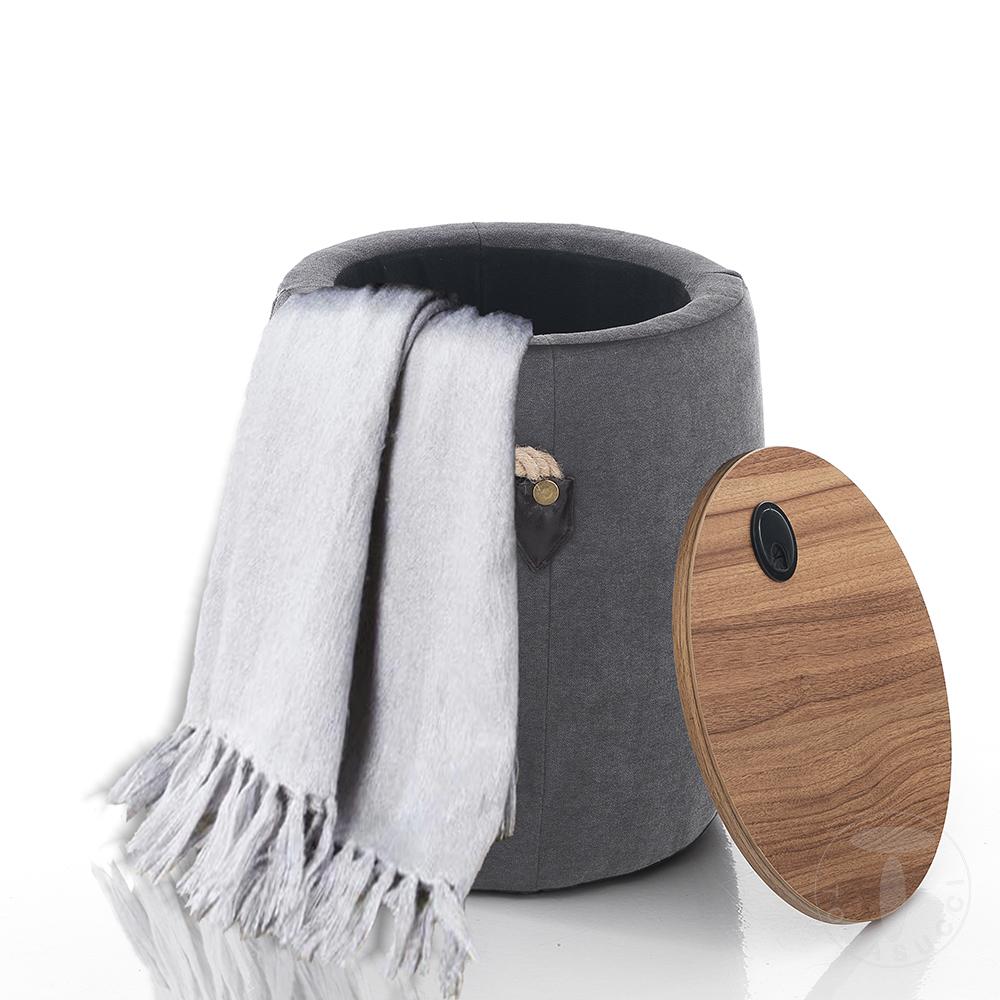 Tomasucci Pouf Imbottito Contenitore BARRIL DARK GREY