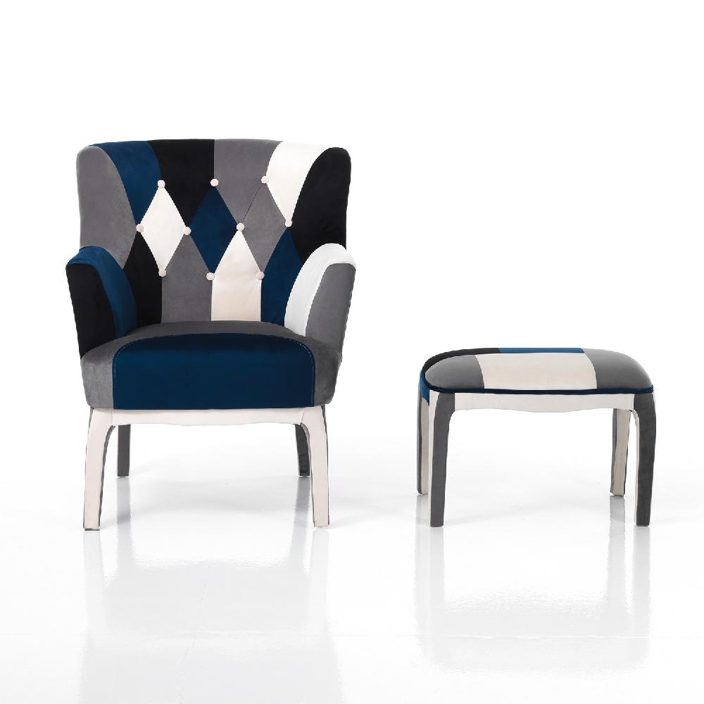 Tomasucci Poltrona + Pouf KALEIDOS-E BLUE