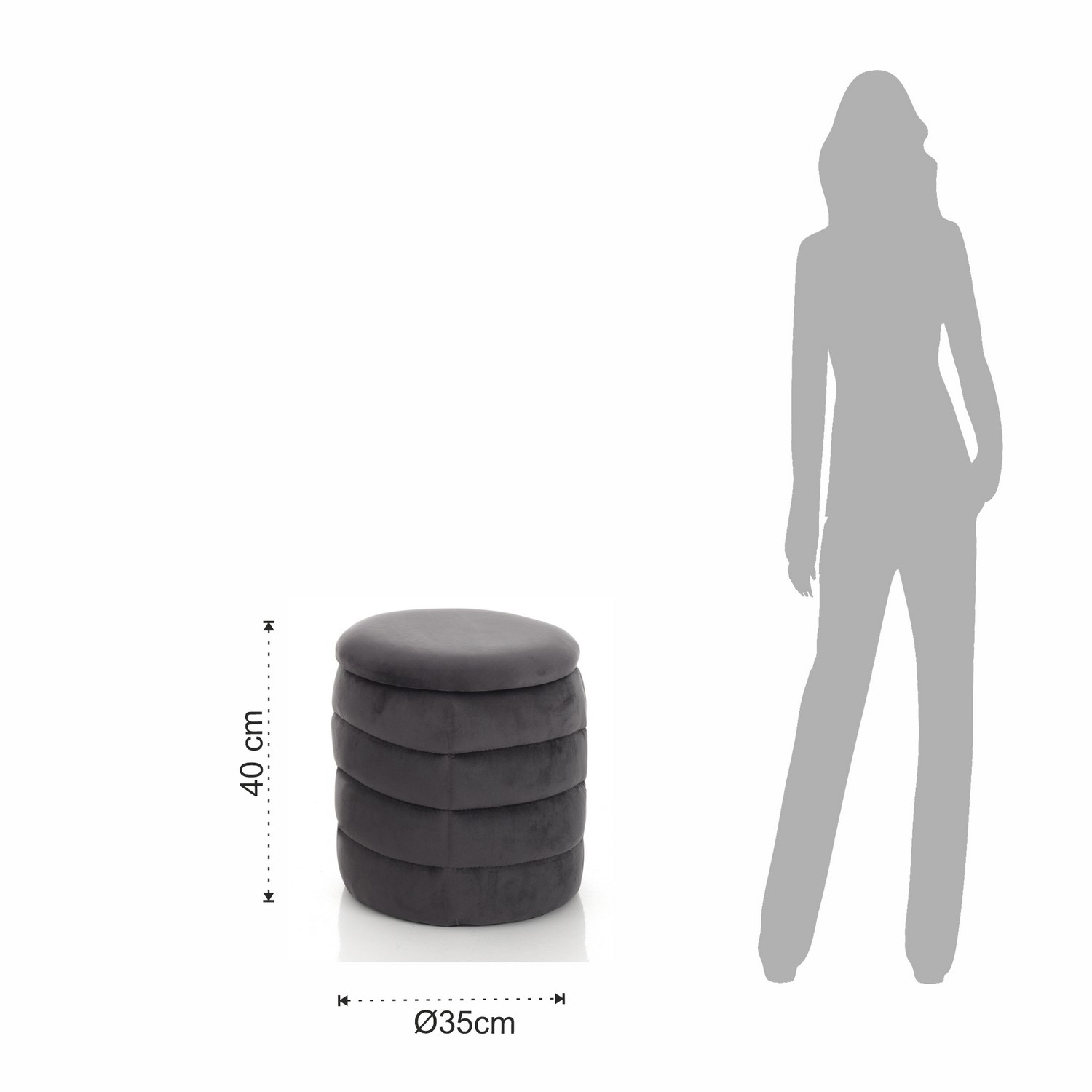 Tomasucci Pouf Imbottito Contenitore GUM GREY