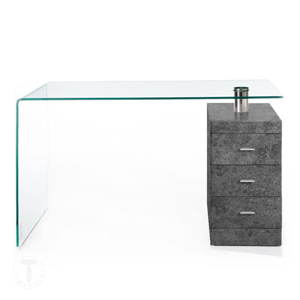 Tomasucci Scrivania In Vetro Curvato BOW CEMENT