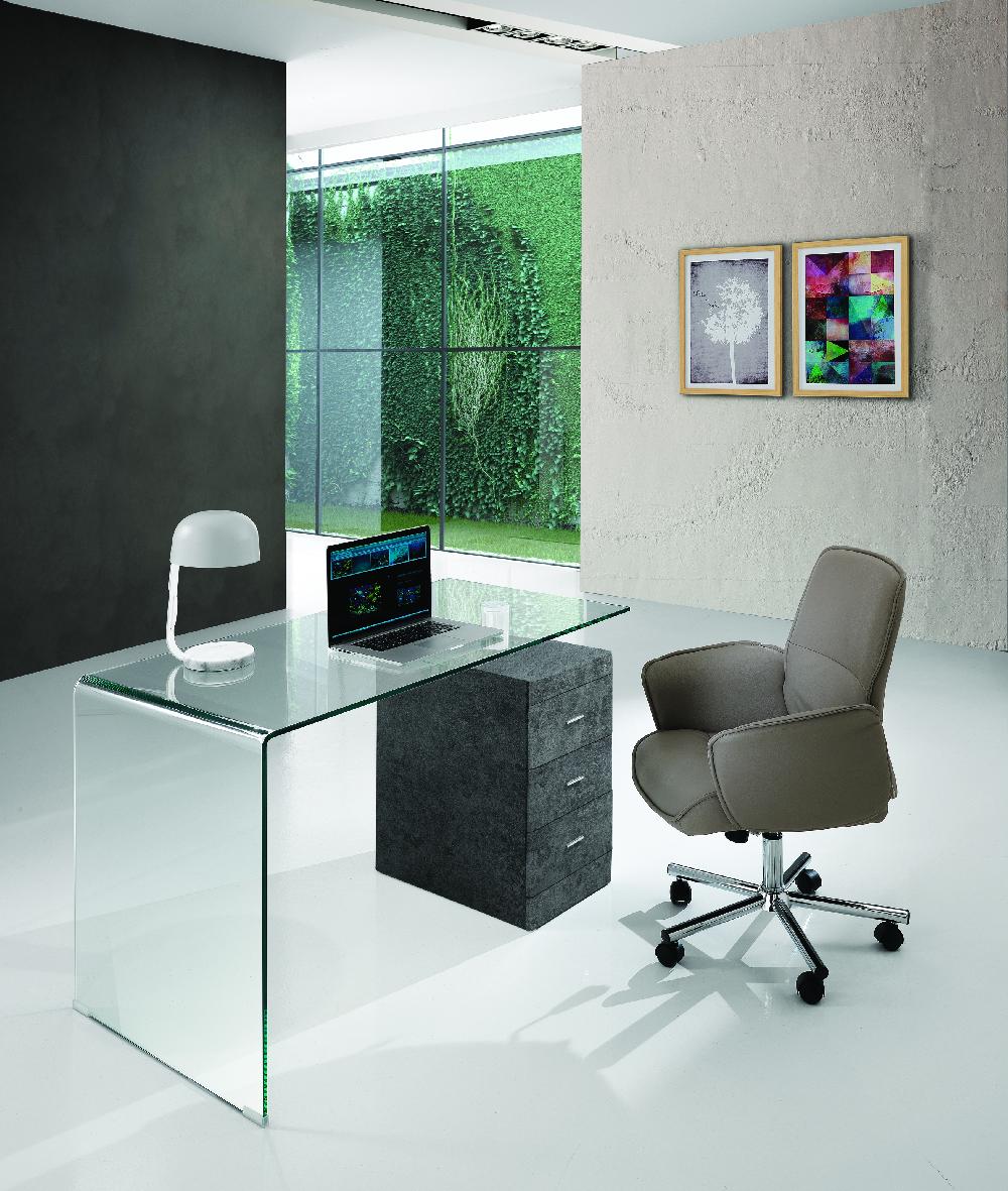 Tomasucci Scrivania In Vetro Curvato BOW CEMENT
