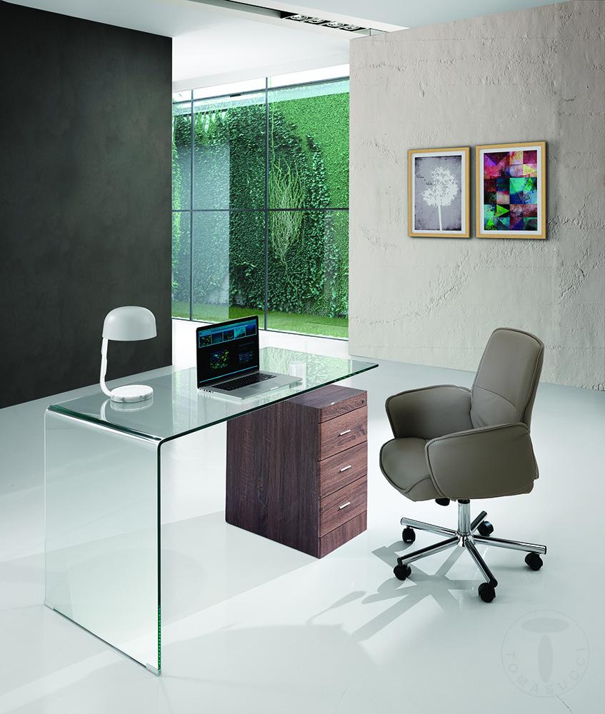 Tomasucci Scrivania In Vetro Curvato BOW WOOD