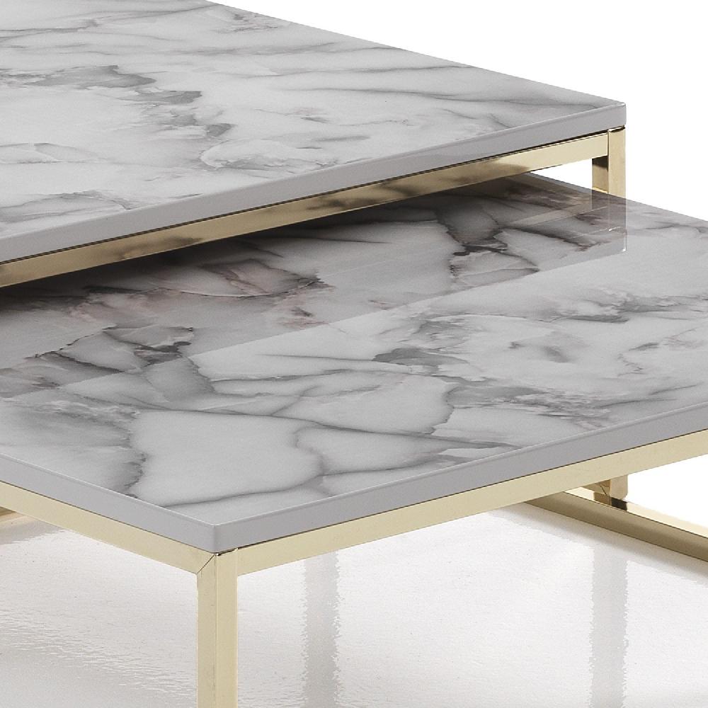 Tomasucci Set 2 Tavolini THIN-Q WHITE MARBLE