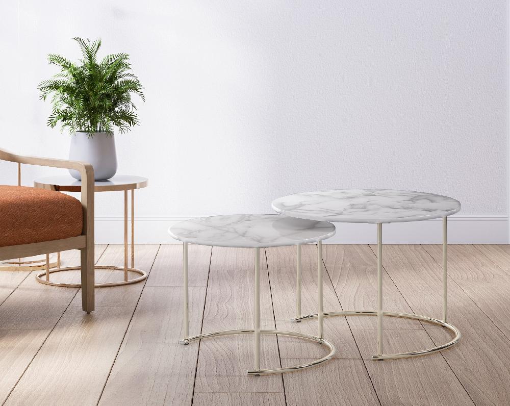 Tomasucci Set 2 Tavolini THIN-R WHITE MARBLE