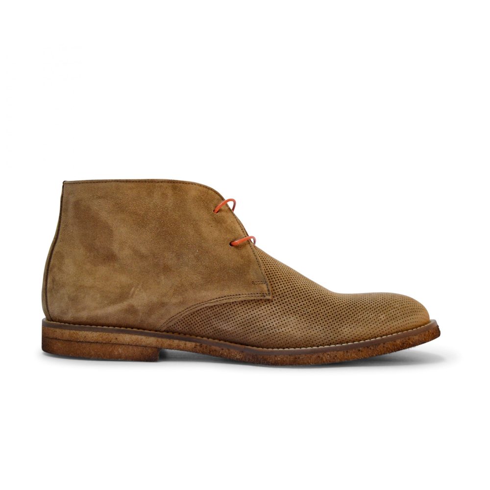 Ton Goût Stivaletto Estivo In Camoscio Forato Col.Cuoio Fondo Ultraleggero