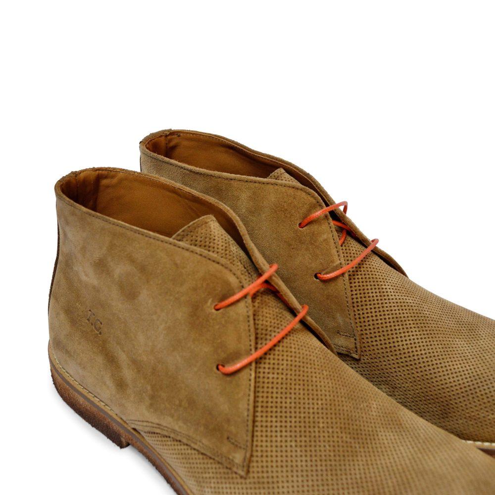 Ton Goût Stivaletto Estivo In Camoscio Forato Col.Cuoio Fondo Ultraleggero