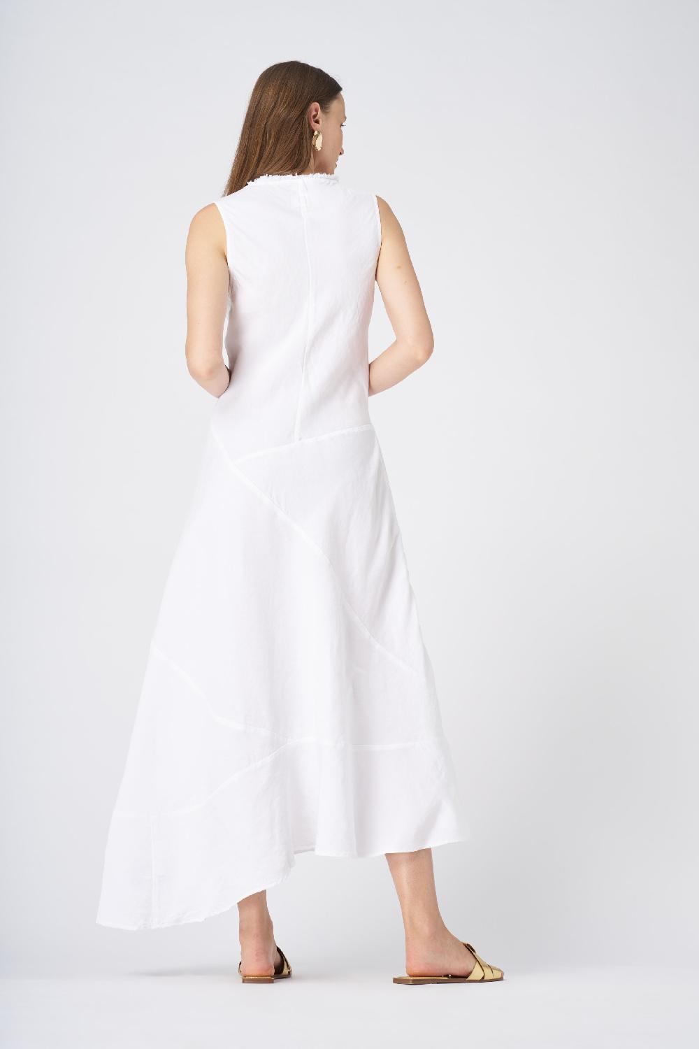 120% Lino Asymmetrical Hem Linen Maxi Dress