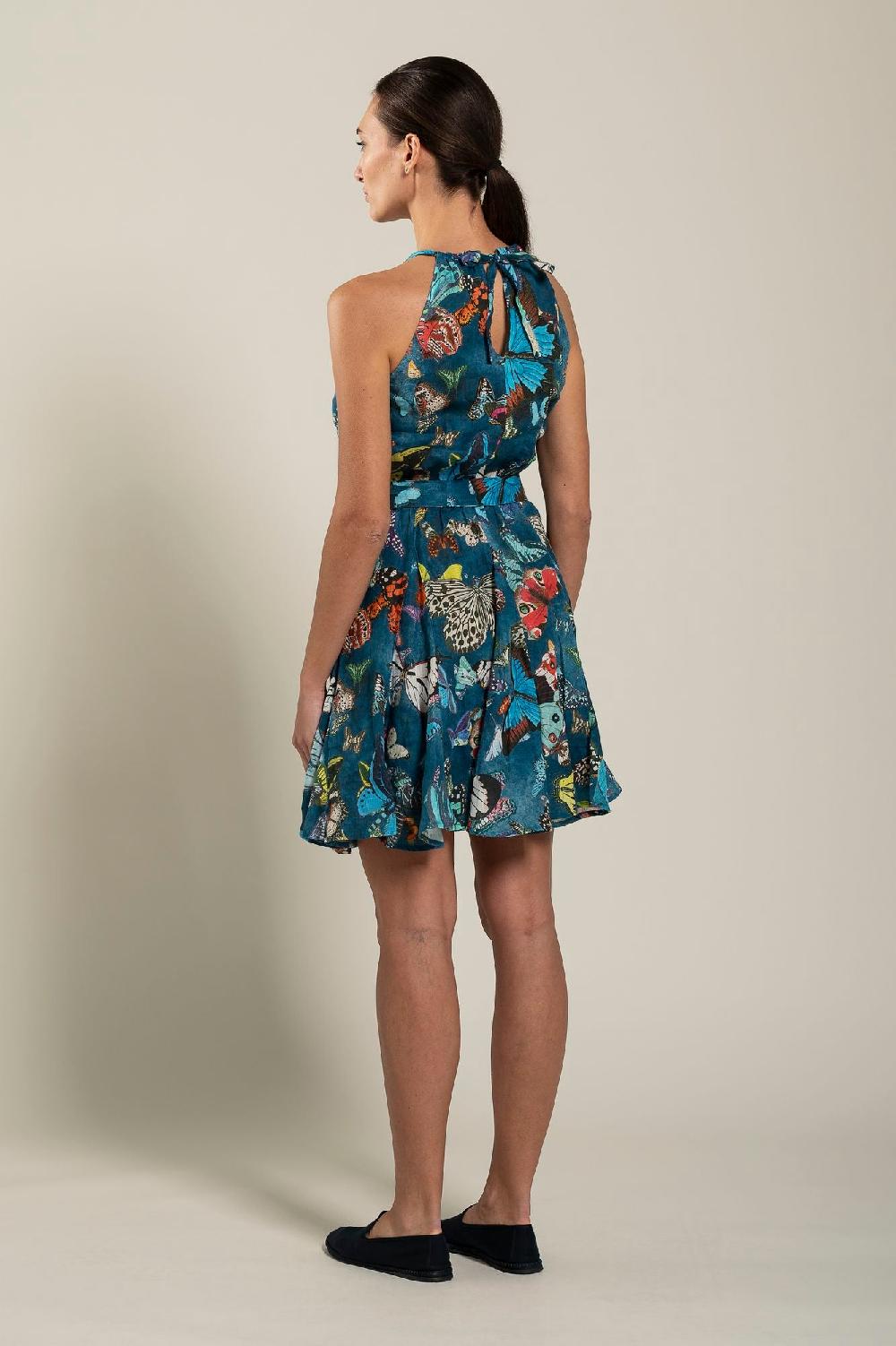 120% Lino Butterfly Print Dress