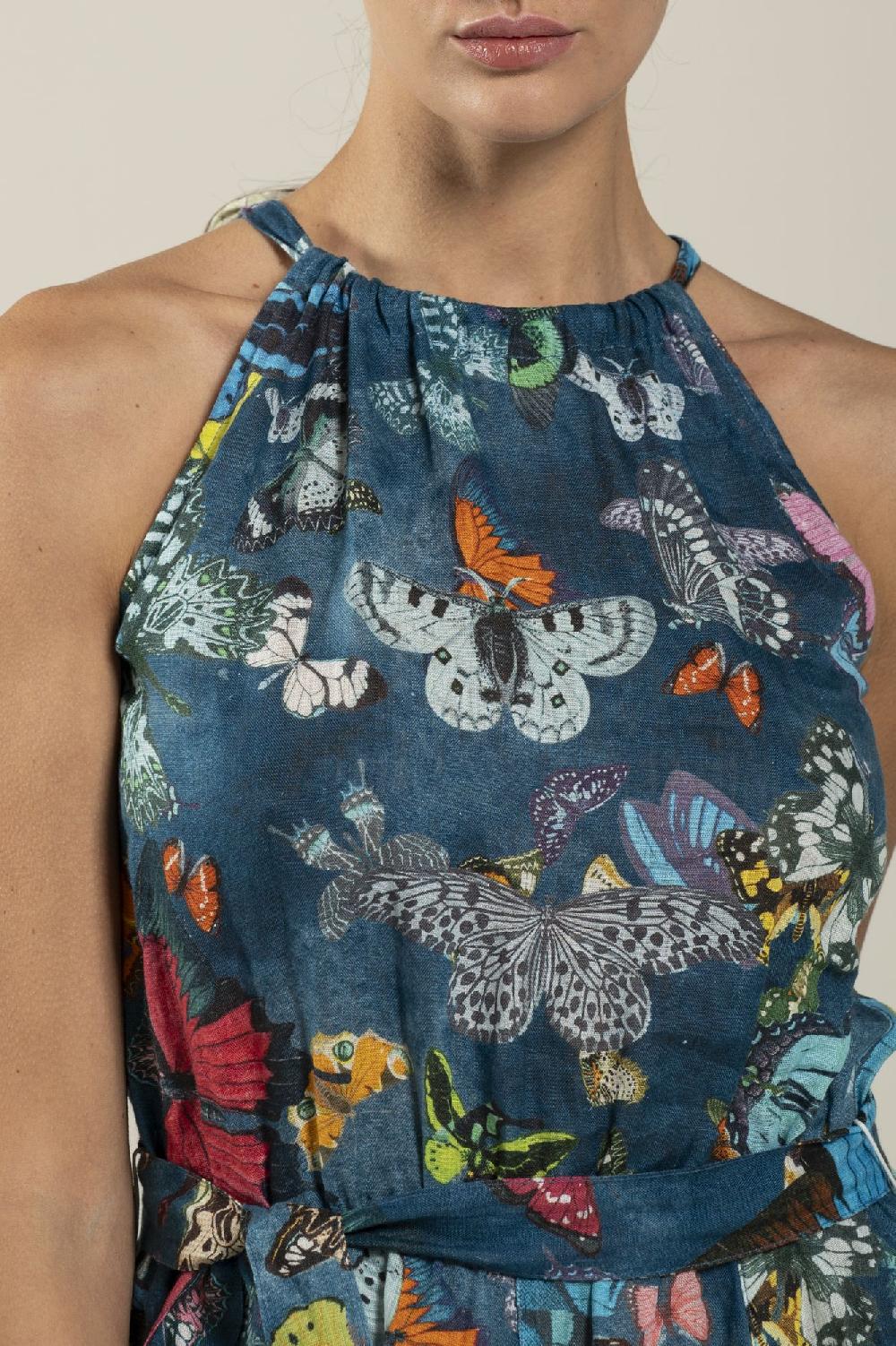 120% Lino Butterfly Print Dress