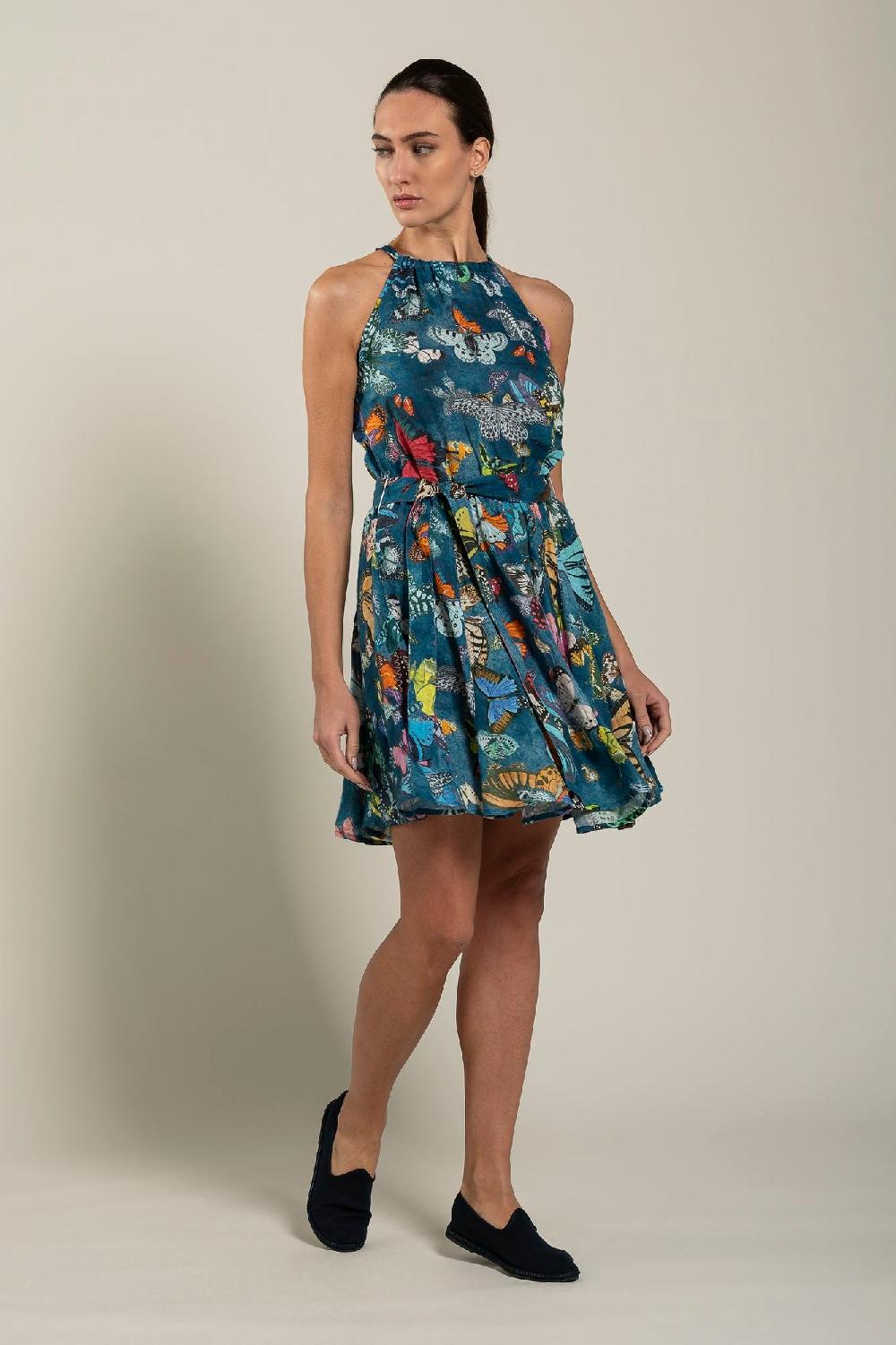 120% Lino Butterfly Print Dress