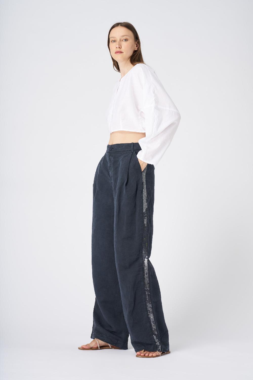 120% Lino Cropped Button-Down Linen Shirt