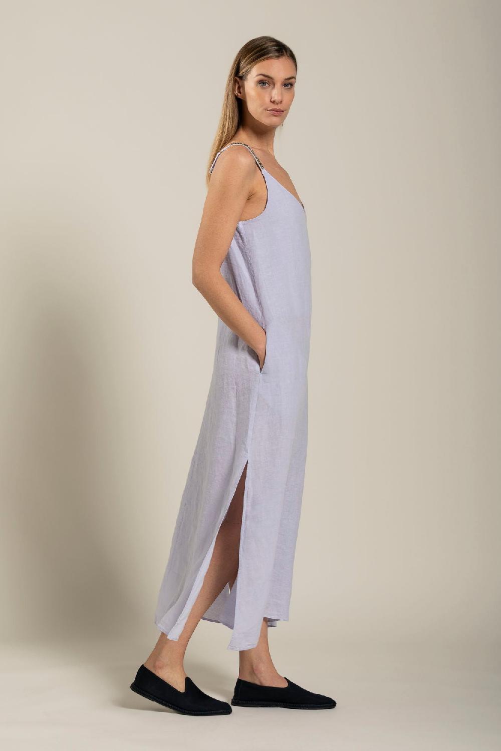 120% Lino Dress With Strap Embelishment