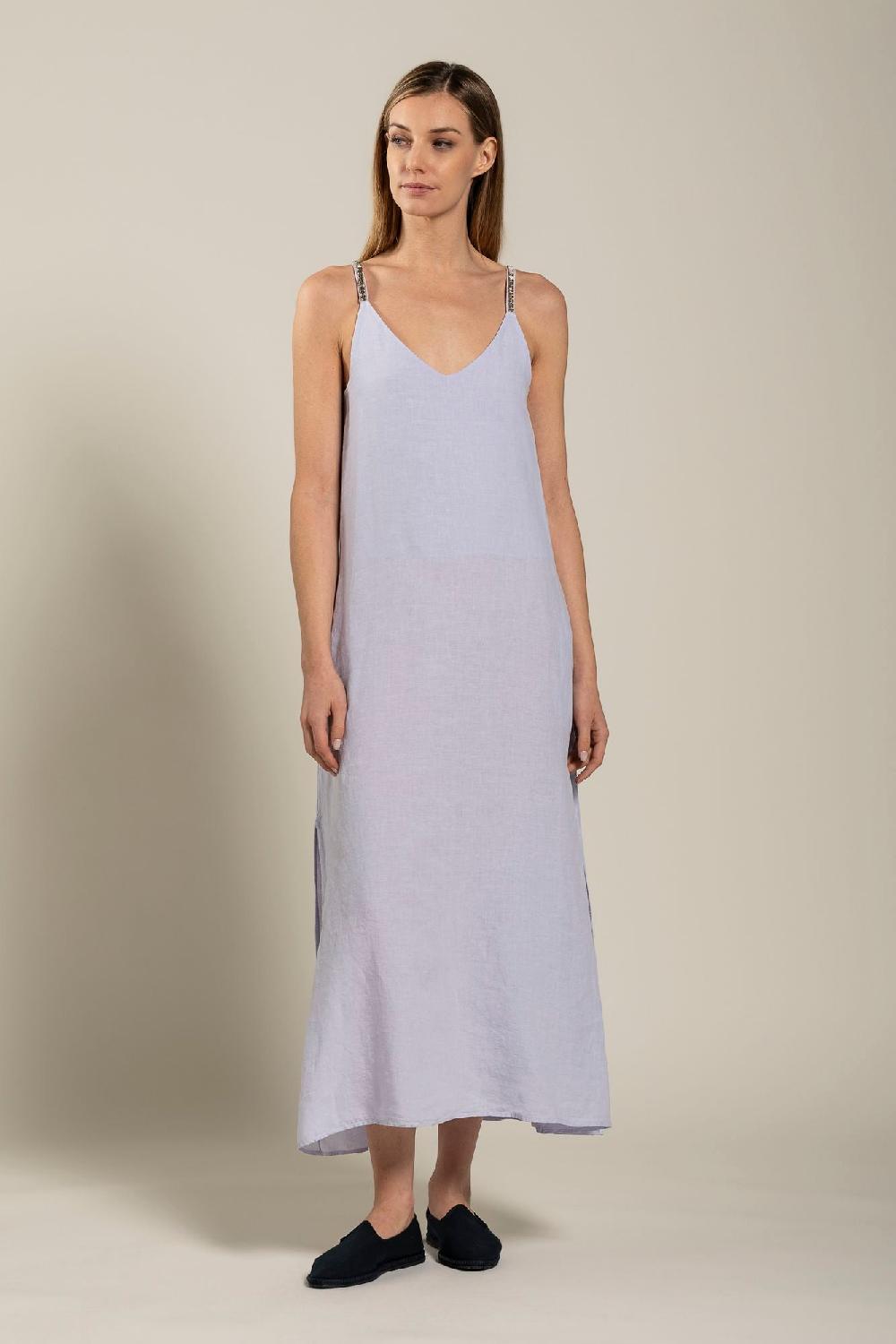 120% Lino Dress With Strap Embelishment